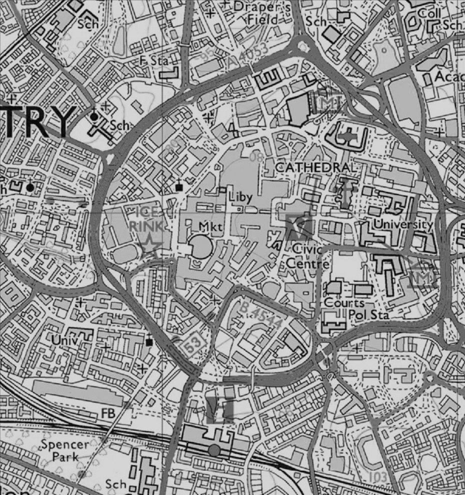 Location map showing Regent Street in relation to Coventry city centre and railway station