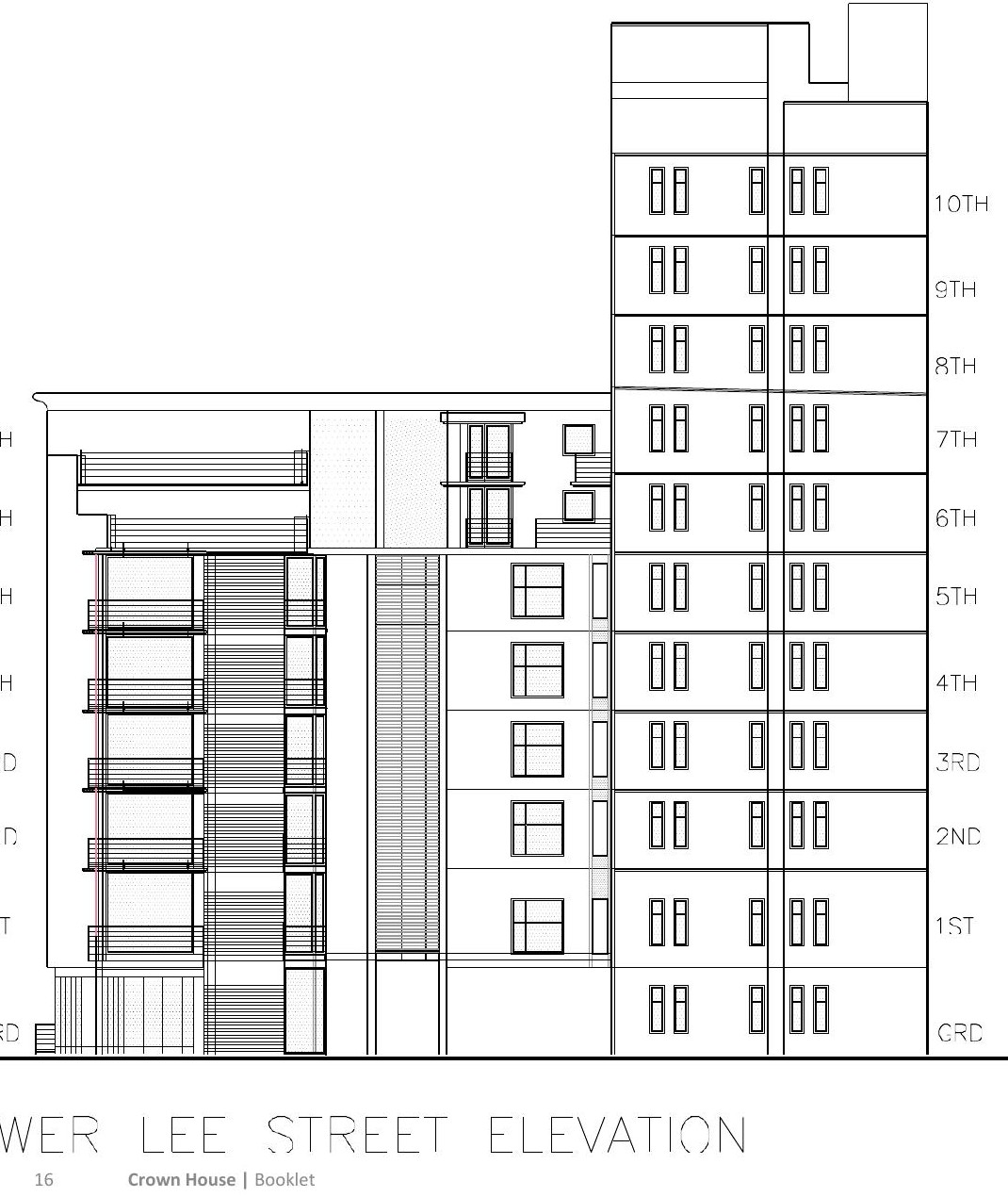 Approved Lower Lee Street elevation reproduced in the supplied booklet