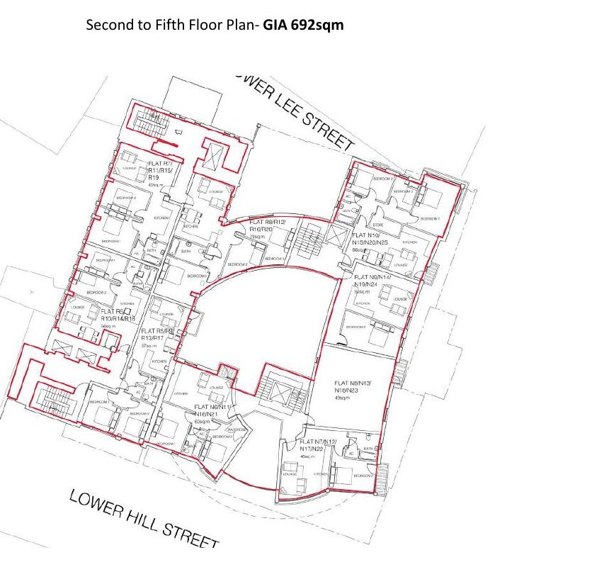 Scheme second to fifth floor plan