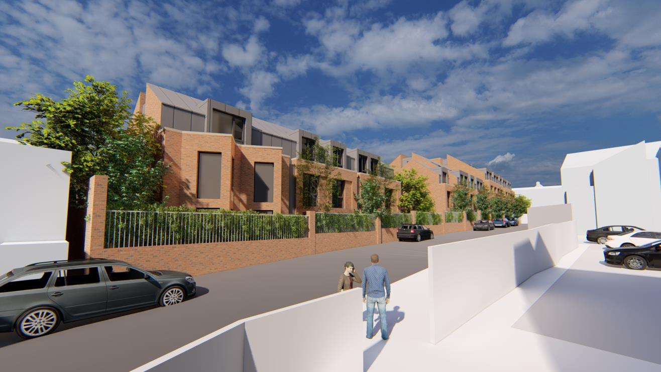 Architectural CGI showing the proposed Regent Street development from the side street