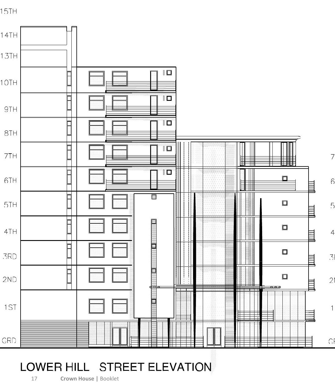 Approved Lower Hill Street elevation reproduced in the supplied booklet