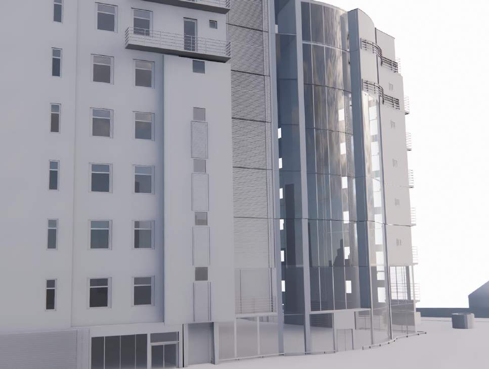Illustrative 3D model of the approved Crown House scheme, courtyard aspect
