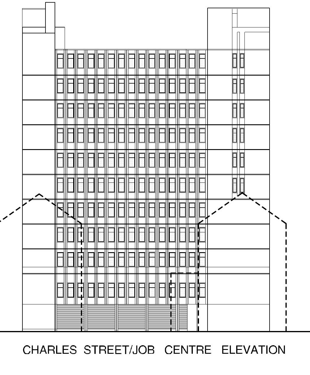 Approved Charles Street and Job Centre elevation reproduced in the supplied booklet