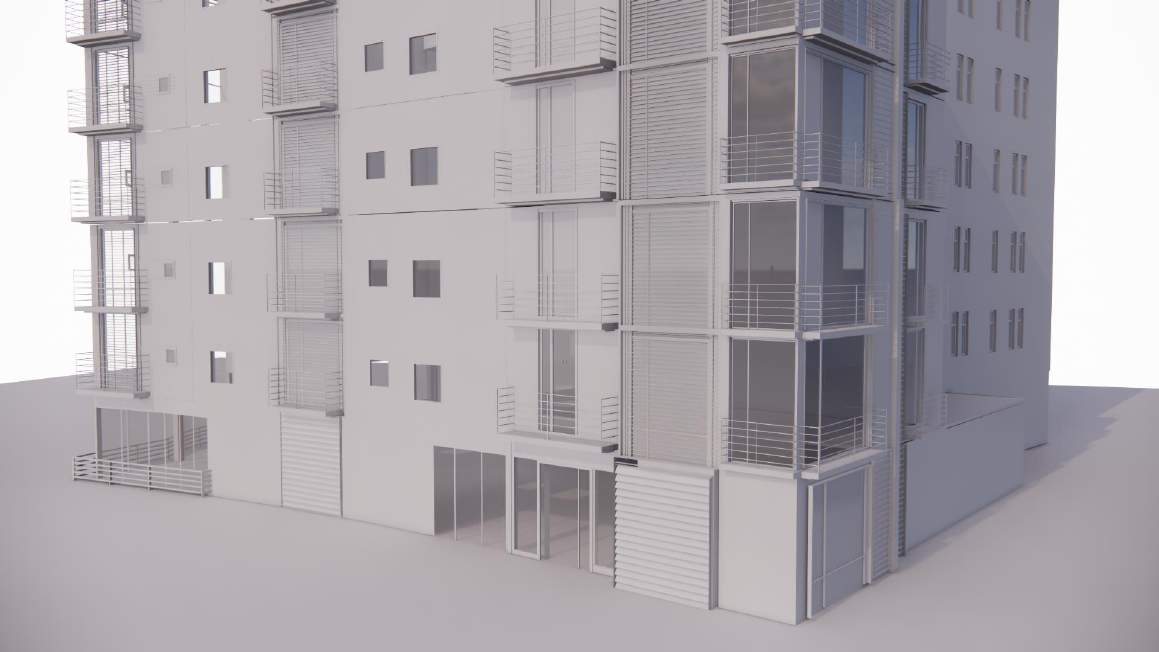 Illustrative 3D model of the approved Crown House scheme, glazed corner element