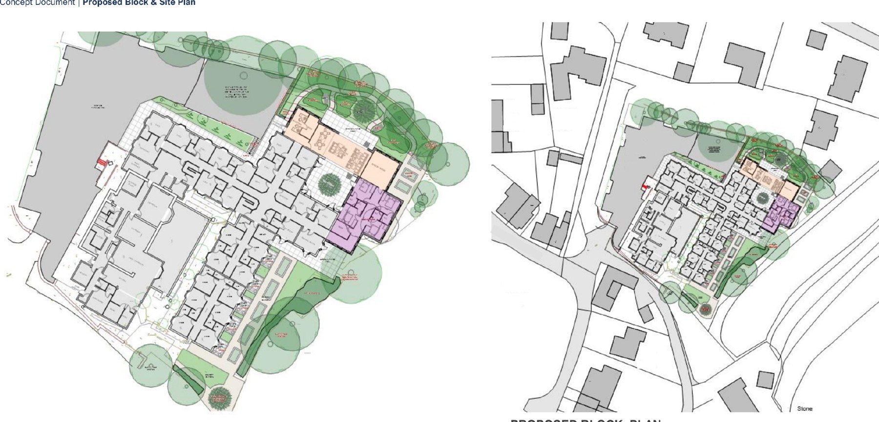 Proposed block and site plan for the concept scheme